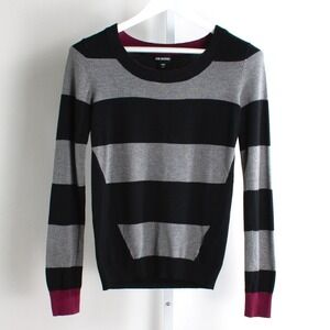 Joe Boxer Striped Crew Neck‎ Long Sleeve Knit Sweater Top - Women's Large